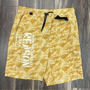 Reason Yellow Athletic Shorts with Monogram Pattern